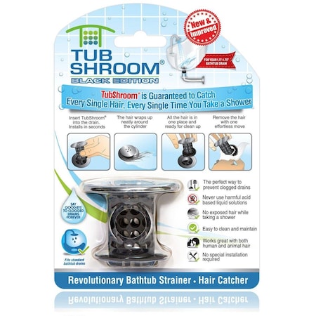 Tubshroom Chrome Edition Revolutionary Tub Drain Protector Hair Catcher - Black TU308283